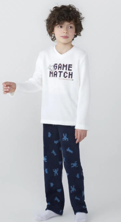Pijama Longo Infantil Menino Estampado - Off White