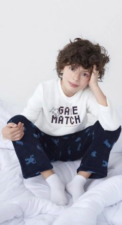 Pijama Longo Infantil Menino Estampado - Off White - comprar online