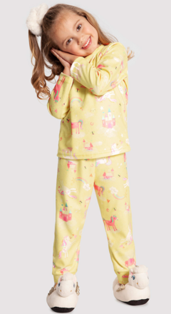 Pijama Infantil Menina em Microsoft Estampa Unicórnio