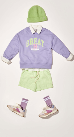 Blusão Infantil Menina Estampado Em Moletom Peluciado - Roxo - Hellou Kids