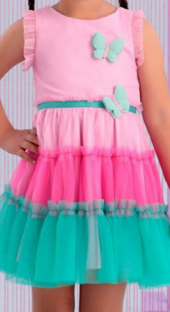 Vestido de festa Infantil Multicolorido Mon Sucré Três Marias Tule Borboleta - comprar online
