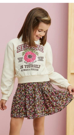Conjunto Infantil Menina Blusão e saia Floral Believe Momi - loja online