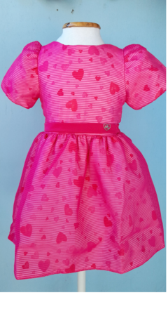 Vestido Infantil Organza Rosa Corações Mon Sucré - comprar online