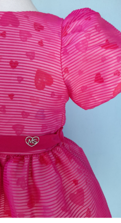 Vestido Infantil Organza Rosa Corações Mon Sucré na internet