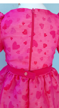 Vestido Infantil Organza Rosa Corações Mon Sucré - loja online