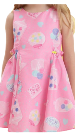 Vestido Infantil Rosa Mon Sucré Corações e Doces - comprar online