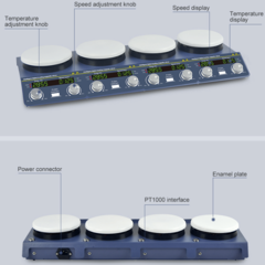 BATERIA DE AGITADORES MAGNÉTICOS COM AQUECIMENTO ATÉ 340ºC, COM 4 LUGARES, CAPACIDADE PARA AGITAR/AQUECER E REGULAR ATÉ 20 LITROS, PLATAFORMA ESMALTADA MEDINDO 137 MM DE DIÂMETRO - MODELO TP-4 - comprar online