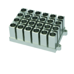 BLOCO 24 TUBOS DE 12 MM DIÂMETRO PARA USO COM OS BANHOS SECOS MODELOS BIODTC-100-IC, BIODTH-100-IC, BIOMTC-100-IC, BIOMTH-100-IC - CÓDIGO: BLOCK-F