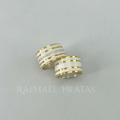 ALIANÇA 12MM - PRATA COM FILETE ♡ C016 - comprar online