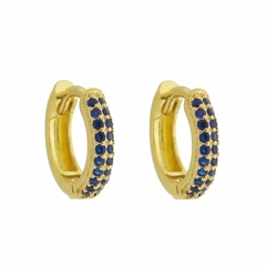 Brinco Argolinha Ouro 18k clicker azul banhada cravejada - loja online