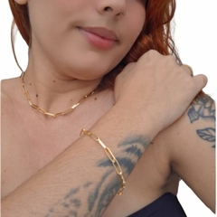 Kit Chocker pulseira correntaria cartier banhado a ouro 18k - comprar online