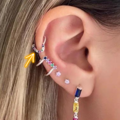 Piercing Daith Coração cravejado colorido prata legítima 925 na internet