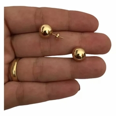 Brinco de bola Grande banhado ouro 18k clássico bolota 10mm - Morganitte Joias