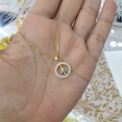 Colar nossa senhora aparecida cravejado banhado a ouro 18k