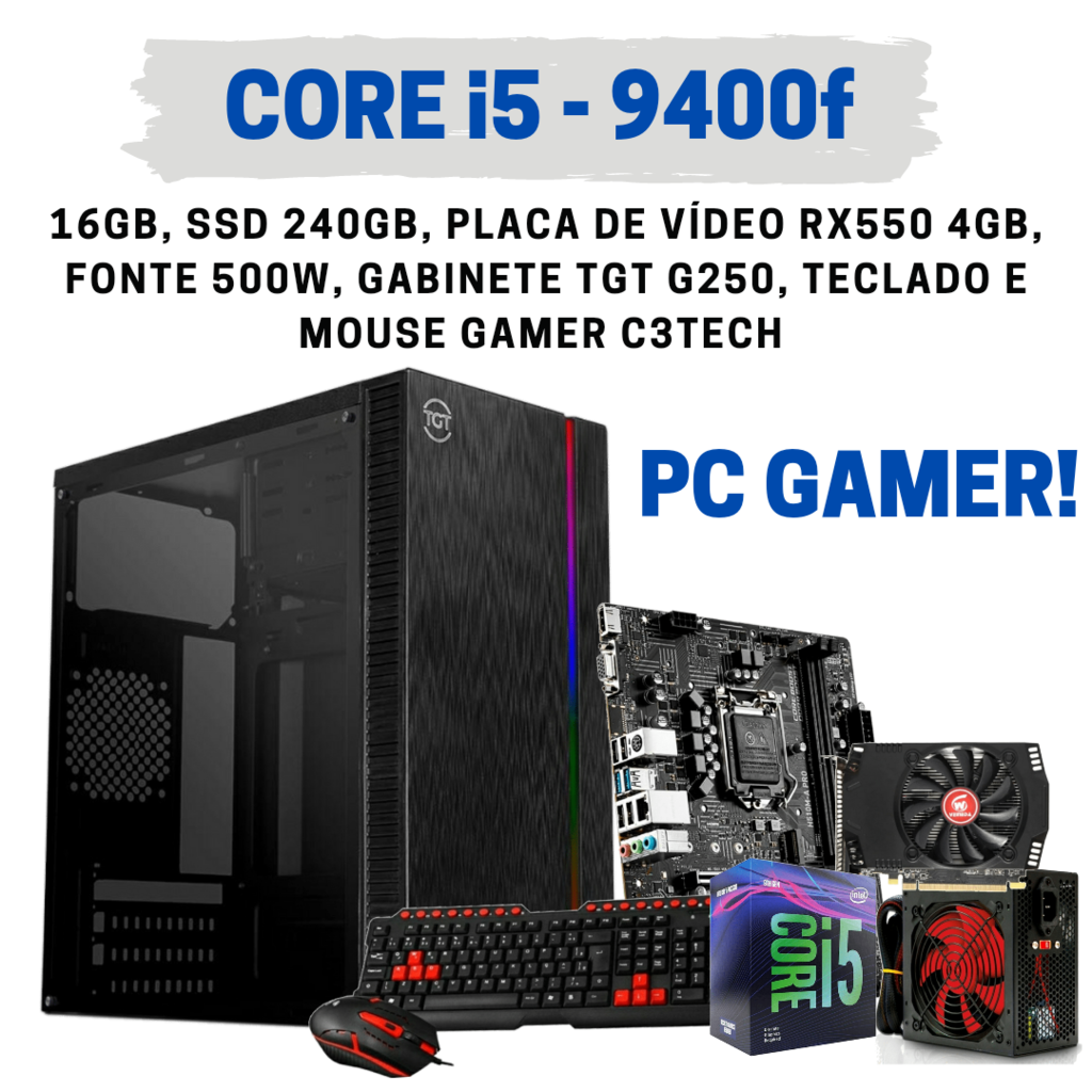 Pc Gamer Completo Intel I5 3ª 16gb Rx 550 4gb Ssd 240gb