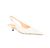 SCARPIN SLINGBACK DE SALTO BAIXO EM COURO OFF WHITE COM MIX DE REBITES