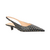 SCARPIN SLINGBACK DE SALTO BAIXO EM COURO PRETO COM MIX DE REBITES