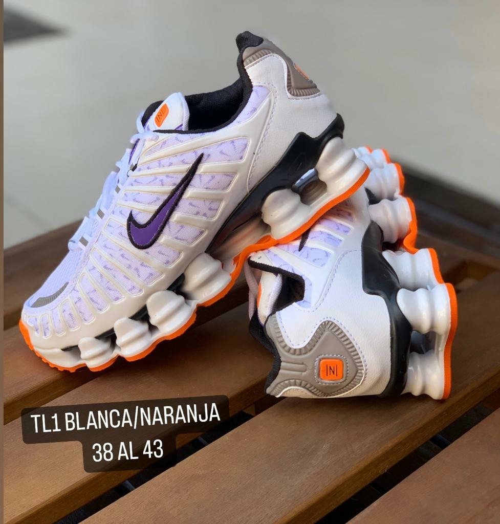 Shox TL 1 Blanca/ suela naranja - Zapas.Store