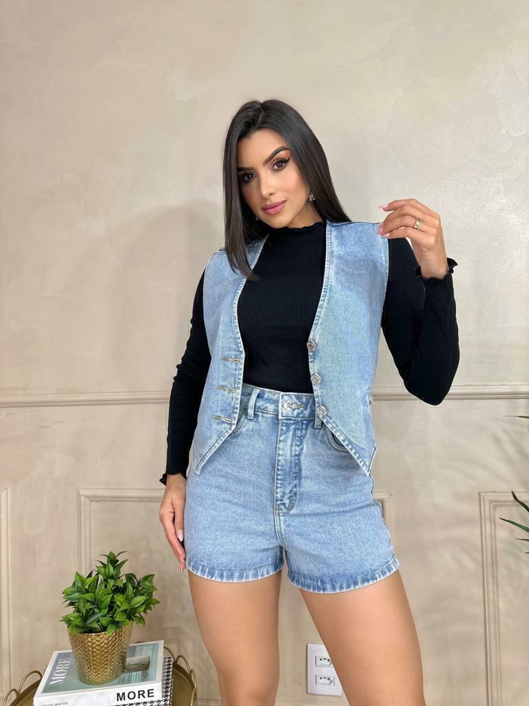 Short com colete jeans sales