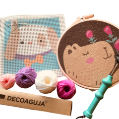 Kit Aguja Magica Punch Needle + Kit De Bordado En Tapiz - Ermita Crea