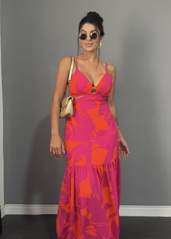 Vestido Gaby - Estampa Laranja/Pink