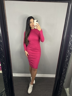 Vestido Midi Manga longa - Pink - comprar online