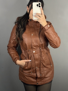 Parka em couro PU - Caramelo