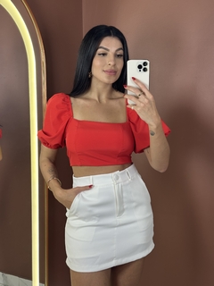 Cropped Tropical - Vermelho liso