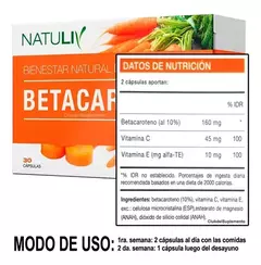 Betacaroteno (Bronceador natural) x 30 capsulasa - comprar online