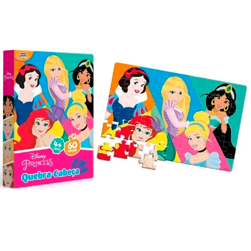 Quebra-Cabeça Disney Princesas 60 Peças - Novo Papel