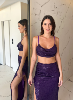 SET TOP LALI + FALDA IRENE PAIETTE VIOLETA - Nina Na House