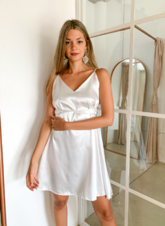 VESTIDO MAGUI SATIN WHITE - comprar online