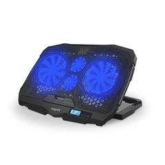 Base Notebook reclinable luz led regulador cooler configurable con pantalla LCD