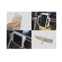 Soporte Anillo Metal para Celular Auto ventilete aire o dedo Dorado - Refillkit