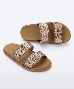 CHINELO MELISSA LUST SLIDE - BEGE/DOURADO