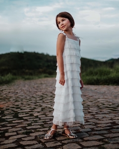 Vestido de franjas e renda na internet