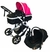 Coche 4 en 1 linea metal negro - Fucsia