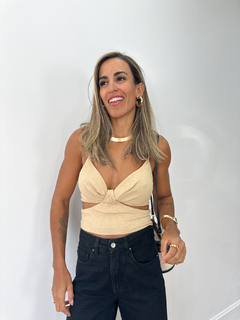 Cropped Canelado Recortes - BM STORE Moda Feminina e Vestuário