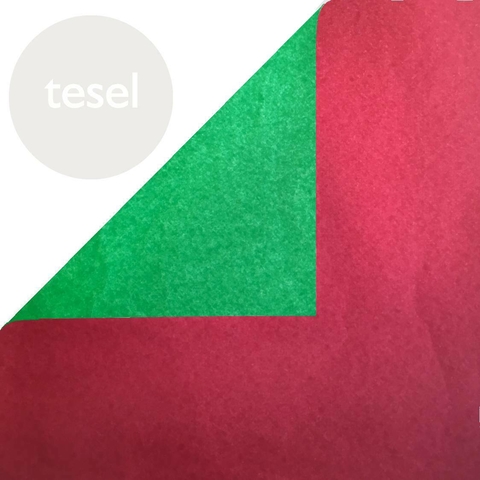 Tesel Tissue-Foil Duo - papel Sandwich - Rojo Verde