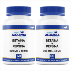 Betaína HCL 300 Mg + Pepsina 40 Mg 60 Cápsulas - Farmácia Alquimia