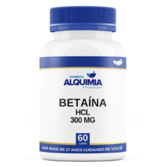 Betaína HCL 300 MG - Cloridrato De Betaína - 60 Cápsulas