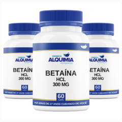 Betaína HCL 300 MG - Cloridrato De Betaína - 60 Cápsulas - loja online