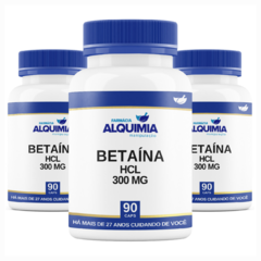 Betaína HCL 300 MG - Cloridrato De Betaína - 90 Cápsulas - Farmácia Alquimia