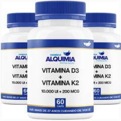 Vitamina D3 10.000 UI + Vitamina K2MK7 200 MCG 60 Cápsulas - Farmácia Alquimia