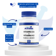 Vitamina D3 10.000 UI + Vitamina K2MK7 200 MCG 60 Cápsulas - comprar online