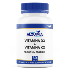 Vitamina D3 10.000 UI + Vitamina K2MK7 200 MCG 60 Cápsulas