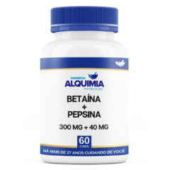 Betaína HCL 300 Mg + Pepsina 40 Mg 60 Cápsulas