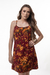 Vestido floral marsala curto com alças finas