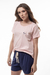 Pijama curto com camiseta rosa e shorts azul marinho