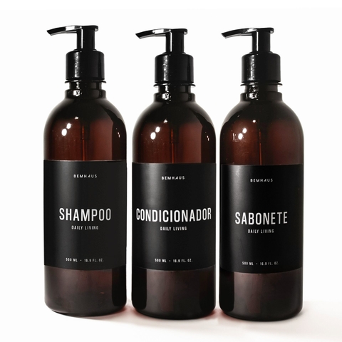 Kit 3 Frascos - Shampoo + Condicionador + Sabonete - 500 ml